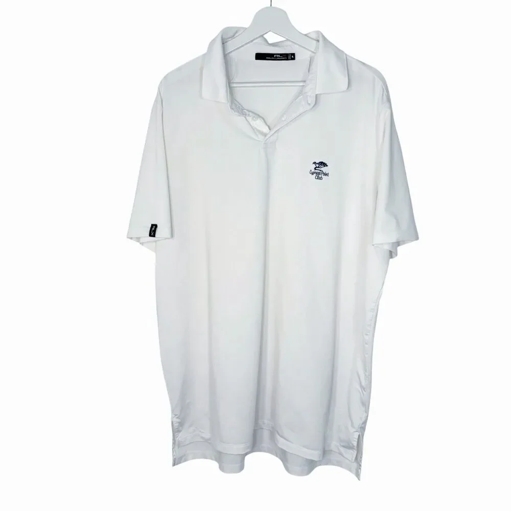 RLX Ralph Lauren Polo Shirt Mens XL White Cypress Point Gof Club Pebble Beach CA